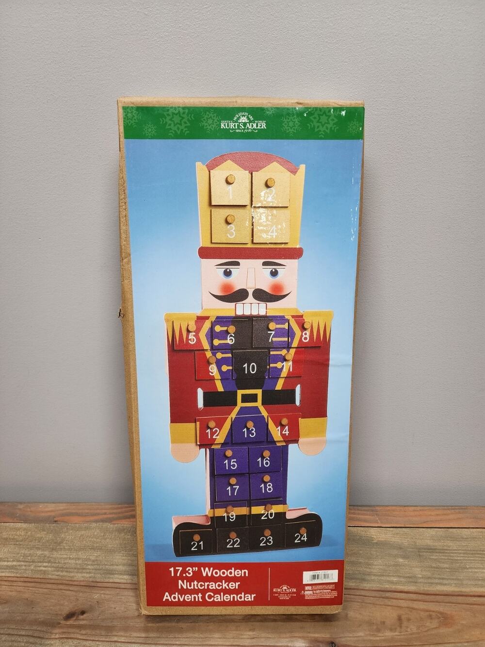 Kurt Adler Wooden 17.3" Nutcracker Advent Calendar | Holiday Countdown